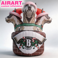 Mascotte gonflable géante de Noël en forme de chien à trois têtes pour centre de table de festival et exposition extérieure
