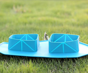 Hot selling wholesale pet travel <b>silicone</b> dog bowl outdoor folding double bowl portable non-slip bowl <b>mat</b> - Product Image 2