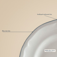 Assiettes à salade en céramique élégantes peintes à la main avec bord bleu, couleur sous-glaçure, assiettes en porcelaine personnalisées pour banquets, maison, hôtel, mariage, fête