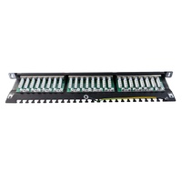 Panel Patch Shielded Cat6 24 Port 0.5U 19 Inch High Density FTP RJ45 untuk Kabel Jaringan LAN dengan Batang Penyangga