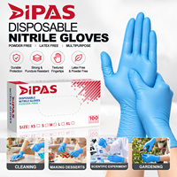 Gants en nitrile jetables Dipsi 9 pouces bleus texturés, entièrement sans latex, sans silicone, sans poudre, non stériles