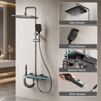Kit de Douche Intelligent avec Affichage Numérique, Système Pluie et Spa, Mitigeur Anti-brûlure, Pommeau de Douche à Main Gris Anthracite, Ensemble de Douche Domestique