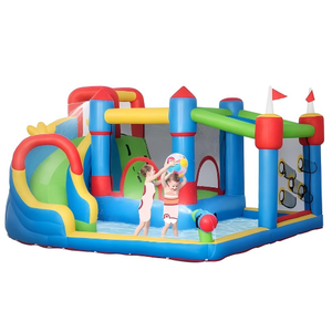 Best Seller 6-in-1 <b>Inflatable</b> PVC Water Park Bounce <b>House</b> with Slide Splash Pool Climbing Wall & Water Cannon for Kids Outdoor - Product Image 1