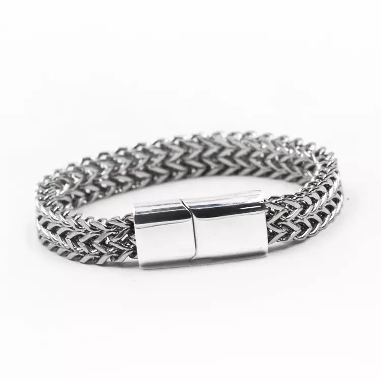 Wholesale Factory Price High Quality Fashion Simple Style 316L Mesh Stainless Steel Chain Magnetic Clasp Bracelet