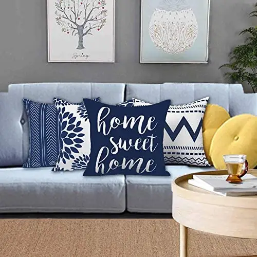 Decor Throw Pillow Covers 18x18 Set di 4, Geometria Quadrato Esterno Cuscino Casi Cuscino, moderno Cuscino Coperture Decorative per il Co