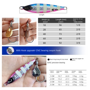 Leurre de pêche en métal CNC, type jig, phosphorescent, pour jigging lent, avec 4 hameçons, pour la pêche en mer, matériel de sport et de divertissement - Product Image 3