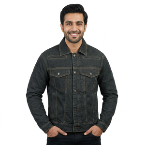 Bon marché, vestes en denim coupe-vent à capuche vintage pour hommes, fabrication professionnelle, meilleure qualité, support 100% coton - Product Image 1