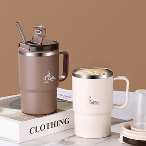 Taza de Café de Acero Inoxidable con Asa, Vaso de Viaje Antiderrames de 550 ml, Taza de Agua Aislada, Infusor de Té Desmontable, Cuchara Plegable - Product Image 2