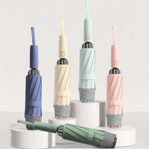 Paraguas Plegable Automático Invertido de Tela 210T con Diseño Simple de Color Sólido Reforzado con Varillas, Personalizable con Color/Logotipo - Product Image 4