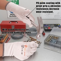 Gants de travail en polyester sans couture résistants à l'usure SNELL PU blancs anti-rayures pour l'assemblage mécanique de précision