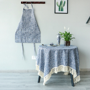 Exquisite Home Textile Leinen Baumwolle Stoff Küchentisch Set Enthält fünf Produkte Bedruckte Tischdecke Geschirr tücher Gewebte Schürze - Product Image 1