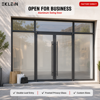 Porte battante en aluminium de qualité professionnelle certifiée CE, porte d'entrée commerciale avec barre anti-panique