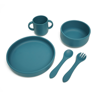 Ensemble personnalisé de fournisseur 5 pièces assiette en silicone pour bébé bol pour bébé tasse cuillère repas pour enfants ensemble d'alimentation en silicone pour bébé