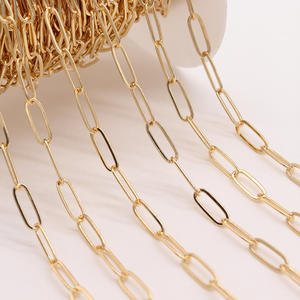 14k सोने की प्लेटेड अंडाकार पेपर क्लिप श्रृंखला आयताकार डिय गहने बनाने वाली सामान चेन रोल नेकलेस ब्रेसलेट सामग्री - Product Image 3