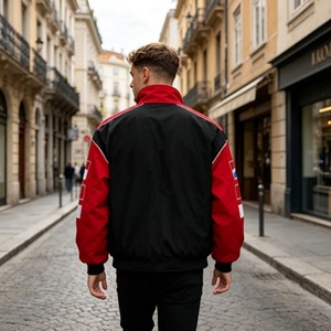 Hot Selling Men's F1 Racing Satin <strong>Jacket</strong> Handmade Embroidery Classic Black <strong>Red</strong> Design Customized <strong>Waterproof</strong> Winter <strong>Jacket</strong> - Product Image 3