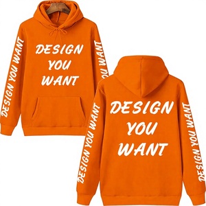 Sweat-shirt unisexe d'hiver à capuche en coton tricoté, pull décontracté avec poche et motif imprimé long, texte personnalisé sur la manche avant - Product Image 4