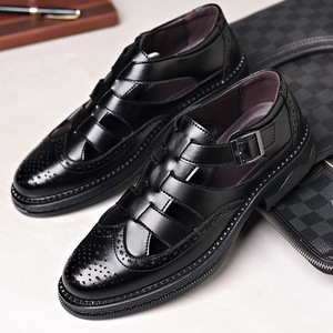 Sandalias de Negocios para Hombre, Tipo Zueco, Punta Cerrada, Cuero Genuino, Transpirables, Sin Cordones, Color Marrón y Negro, Talla Adulto C003 - Product Image 2