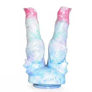 FAAK Ice Dragon Color Silicone Sex Toy For Men Women Double Head Dildo Top Fashion