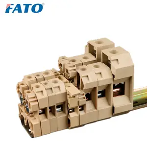 FATO Screw Brass Terminal Blocks High Quality PA66 Nylon DIN Rail Feed Through