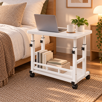 Bureau d'ordinateur en bois personnalisable avec rangement, hauteur réglable, pliable, idéal pour l'apprentissage au chevet et les repas