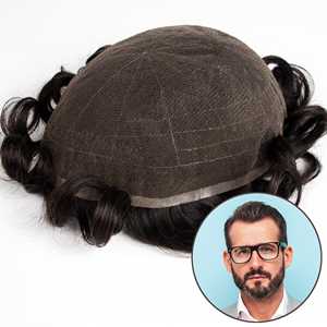 Perruque pour hommes en gros d'usine Full Lace Toupee avec délié naturel Faible densité pour Swiss Lace Cheveux durables Respirant Durable - Product Image 2