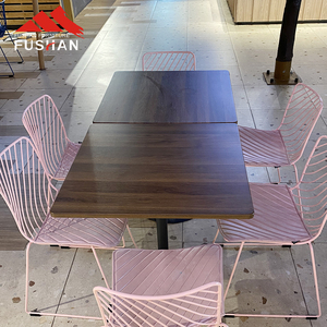 Gran oferta de muebles de restaurante de diseño moderno, mesas de comedor, mesa de centro cuadrada de madera con Base de Metal, mesa de comedor para cafetería - Product Image 4