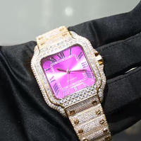 Montre classique carrée en moissanite pour homme