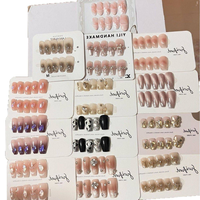 Uñas Acrílicas Hechas a Mano al por Mayor, 10 Piezas, Uñas Acrílicas Cortas y Cuadradas, Pintadas a Mano, Reutilizables, de Alta Calidad, Uñas Postizas