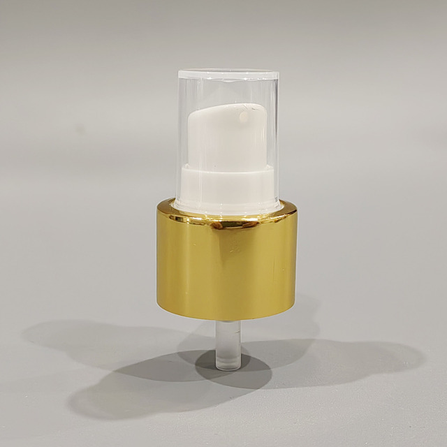 Factory 24/410 Aluminum Gold White Cream Pump Treatment Pump Dispenser Hand Pump for Liquid Bottle Dosage 0.25cc Outside Spring