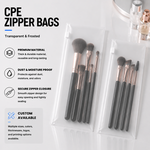 ถุงซิป CPE แบบใสขุ่น ใช้ซ้ำได้ สำหรับบรรจุภัณฑ์เครื่องสำอาง รับผลิตตามแบบ - Product Image 1