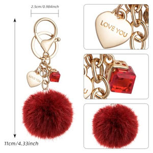 Porte-clés en forme <span class=keywords><strong>de</strong></span> boule moelleuse <span class=keywords><strong>de</strong></span> style coréen, charme en cristal scintillant, pendentif en forme <span class=keywords><strong>de</strong></span> cœur, porte-clés pompon mignon, ornement <span class=keywords><strong>de</strong></span> portefeuille pour filles, cadeaux - Product Image 3