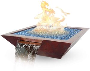 Fontaine d'eau pour foyer extérieur, Fontaine d'eau en acier Corten pour foyer, Foyer extérieur de luxe au gaz naturel - Product Image 5