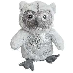 Professional cute stuffed animal fabric stop grey owl door stopper