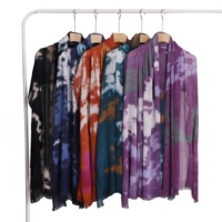 Hijabs en tissu rayonne à motif tie-dye, écharpe à franges, châle texturé froissé, doux, pour femmes musulmanes, foulard modeste