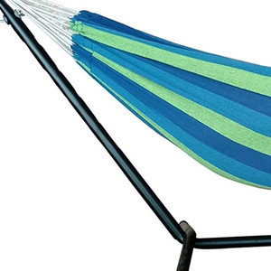 HMS portatile per due persone blu e verde striscia amaca con supporto di Design moderno cotone e Nylon esterno amaca - Product Image 4
