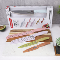 Ensemble de couteaux de cuisine multifonctionnels d'usine directe gaine de poignée en PP colorée coupe tranchante en acier inoxydable pour boîte-cadeau de Chefs