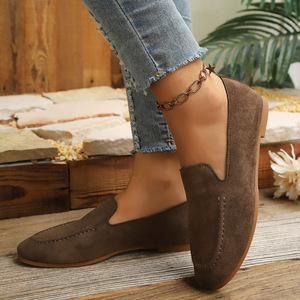 Mocassins plats à bout rond en daim pour femme, grande taille, <span class=keywords><strong>style</strong></span> décontracté et polyvalent, chaussures légères en tissu, pour l'export. - Product Image 2
