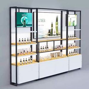 Présentoir de cosmétiques au détail présentoir de parfum étagère en bois magasin d'approvisionnement de beauté - Product Image 1