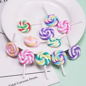 Kawaii Cute Colors Soft clay lollipop Resin nail art Charms candy Making Supplies for DIY nail art charms decoration