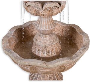 Fontana esterna a tre livelli; Ornamento da giardino in resina <span class=keywords><strong>con</strong></span> pietra Look elegante 58X58X102 cm - Product Image 2