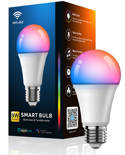9W E27 E26 7W Lamp Remote Colourful RGB Light Dimmable Alexa Bombilla Foco Inteligente Wifi Led Smart Bulb