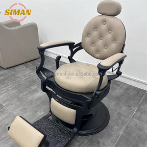 Siman Guangzhou Salon de coiffure prix bon marché Old School rouge <span class=keywords><strong>rose</strong></span> noir et or argent chaises de barbier pour salon de coiffure - Product Image 1