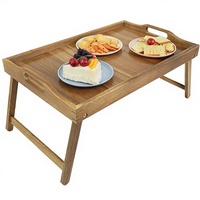 Table de lit Utoplike en bois d'acacia avec pieds pliables, design moderne, finition laquée pour manger et travailler sur ordinateur portable