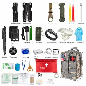 Wholesale Emergency Survival Kit and First Aid Kit 142Pcs Professional Survival Gear and Equipment with Molle Pouch for Camping