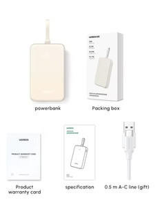 Batería <span class=keywords><strong>Externa</strong></span> UGREEN PB505 de 20000 mAh con Cable USB C, Carga Rápida PD de 20 W, para <span class=keywords><strong>iPhone</strong></span> 17, 15, <span class=keywords><strong>14</strong></span>, 13 - Product Image 6