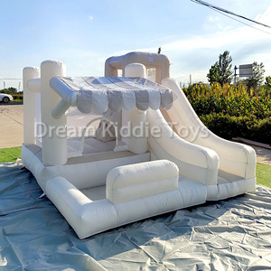 Pequeño Castillo de rebote inflable gris de Material Oxford para interiores con casa de salto de pozo de bolas para niños - Product Image 1