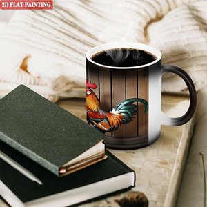 Solid Thick Handle Wear Resistant Mug Frosted Black 11oz <b>Ceramic</b> Heat Color Changing Drinking <b>Cup</b> - Product Image 3