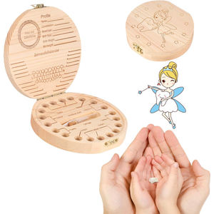 Kotak Peri Gigi, dudukan gigi kayu dapat menyimpan 20 gigi bayi hilang, kabel umbilikal rambut janin dan Rekam informasi bayi bayi - Product Image 1