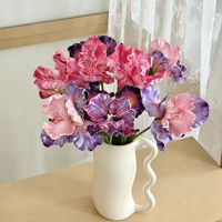 Fleur d'iris artificielle en gros, tige unique de 50 cm, 2 têtes, imprimée en 3D, en PE, effet peinture à l'huile, fausse iris pour décoration de table et arrangements floraux à la maison
