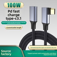Câble d'extension USB 3.1 Gen 2 Type-C mâle vers Type-C femelle coudé, conducteur en cuivre pour la charge de la console Switch et la transmission vidéo